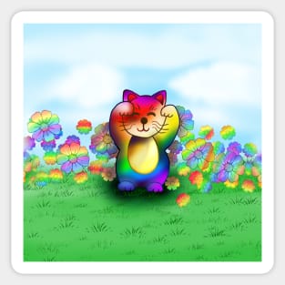 Cute rainbow lucky cat Sticker